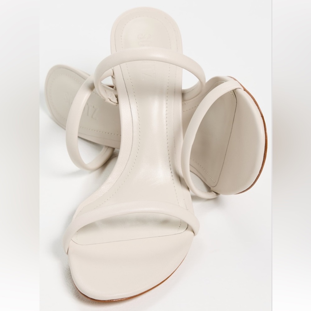 Revolve Schutz White Minimalist TALIAH NAPPA LEATHER KITTEN HEEL SANDAL Size 8